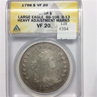 1798 $1 ANACS VF20 LARGE EAGLE BB-108 B-13