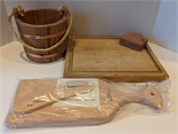 Wood Cutting Boards and Wood Bucket 6"x6"