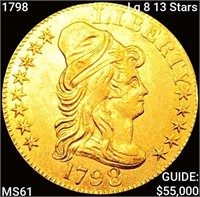 1798 Lg 8 13 Stars $5 Gold Half Eagle