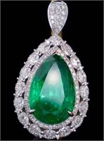9.1ct Natural Emerald Pendant 18K Gold