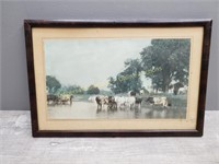 Cow Farm Scene Framed Picture