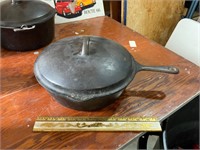 vintage lidded cast iron handle pot