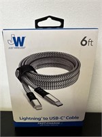 JustWireless 6ft Lightnight to USB-C Charger Cable