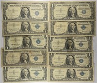 Lot of 10: $1 Silver Certificates