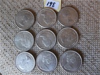 9 Silver Canadian Fifty Cents Coins