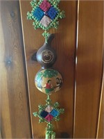 Pair of Korean Hand Painted Gourd Wall Hangings