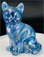 Fenton Blue Opal Carnival Sitting Kitty UV