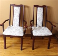 Two Mahogany Finish Wood Occasional Arm Chairs