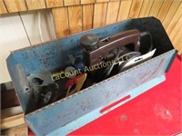 metal tool box with saw