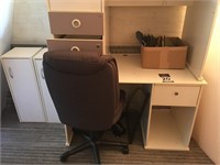 (2) Desks, Office Chair, (2) Small Cabinets
