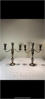silver sterling candlesticks with mark in bottom