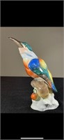 Herend porcelain bird statue with mark in the bot.