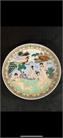 Chinese  porcelain plate girls on the beach with m