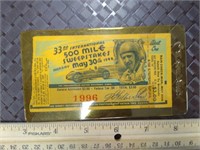 Indy 500 Ticket 33rd Race 1949