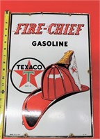 1941 Porcelain Fire-Chief Gasoline Texaco Metal Si