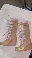 Tan fury suede winter boots