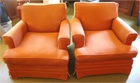 Pair of Upholstered Chairs - Orangish in color