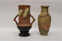 2 pc. Vases reproduction Roseville & Asian Brass