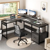 Yitahome L Shaped Desk With File Drawer, 65" Large
