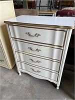 French Provincial tall 4 drawer dresser.  Used