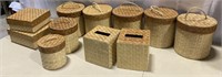 5 Sets of 3 Wicker Baskets, Tissue Box & Box