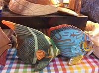 Pair of wooden fishes