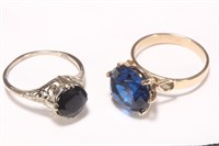 Two Gold Blue Stone Rings,