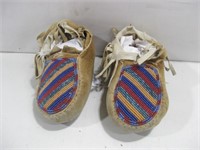 Pair Of Beaded Leather Moccasins Pre-Owned