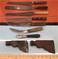 Vtg. knives & hatchet heads