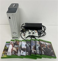XBOX 360 GAME CONSOLE w/ CONTROLLER & GAMES