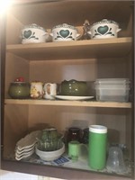 Sugar dishes bowls and contents of cabinet