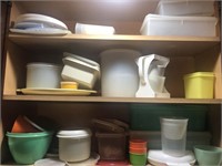 Tupperware and contents of cabinet