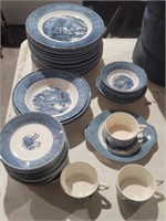 Willow Style Blue / White Dishware Set