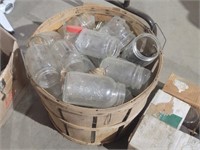 Basket W/Glass Canning Jars