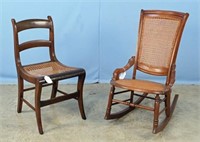 1800s Walnut Rocking & Side Chair