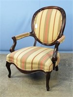 Victorian Walnut Armchair w/ Stripe Upholstery