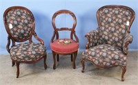 Walnut Armchair & Matching Ladies & Side Chair