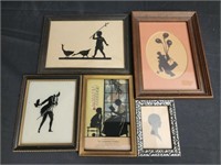 5 silhouette style framed photos