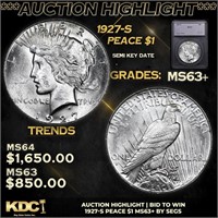 ***Auction Highlight*** 1927-s Peace Dollar 1 Grad