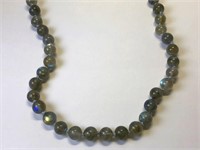 STERLING SILVER LARGE LABRADORITE PEARL NECKLACE