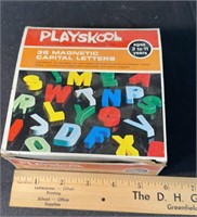 Box Of 40 Vintage Plastic Magnetic Letters And