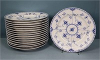 (16) 10" Royal Copenhagen Blue Fluted Plates