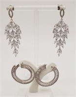 (KC) HSN CZ Sterling Silver Pierced Earrings (1"