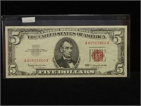 $5 1963 RED SEAL (VF+) SMALL CORNER FOLD