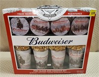 Budweiser Pint Glass & Coaster Set
