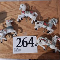 SET OF 4 CAROUSEL HORSE ORNAMENTS 4 IN