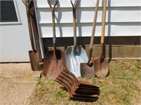 5- Assorted Shovel & 5 Shovel Heads