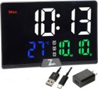 RGB Digital Alarm Clock,Large Number Calendar