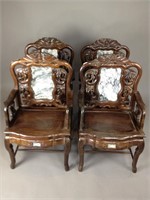 Set of 4 19thC Qing Chinese Rosewood Chairs