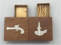 (2) Vintage Match Boxes w/ Inlaid Silver Tone